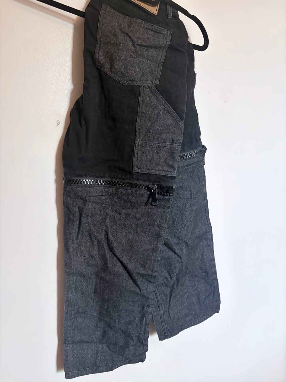 Teddy Fresh Black & Charcoal Two-Tone Utility Carpenter Jeans with Zipper Detail